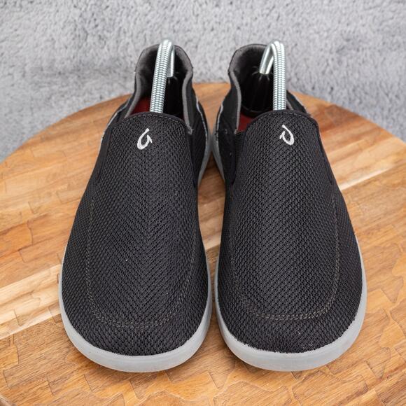 Olukai Nohea Pae Men’s Slip-On Sneakers Loafers Black Mesh Drop Heel Size 8.5 US - Picture 2 of 7